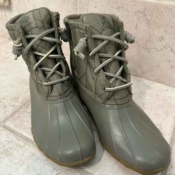 Sperry Khaki Lace-Up Duck Boots - Picture 1 of 8